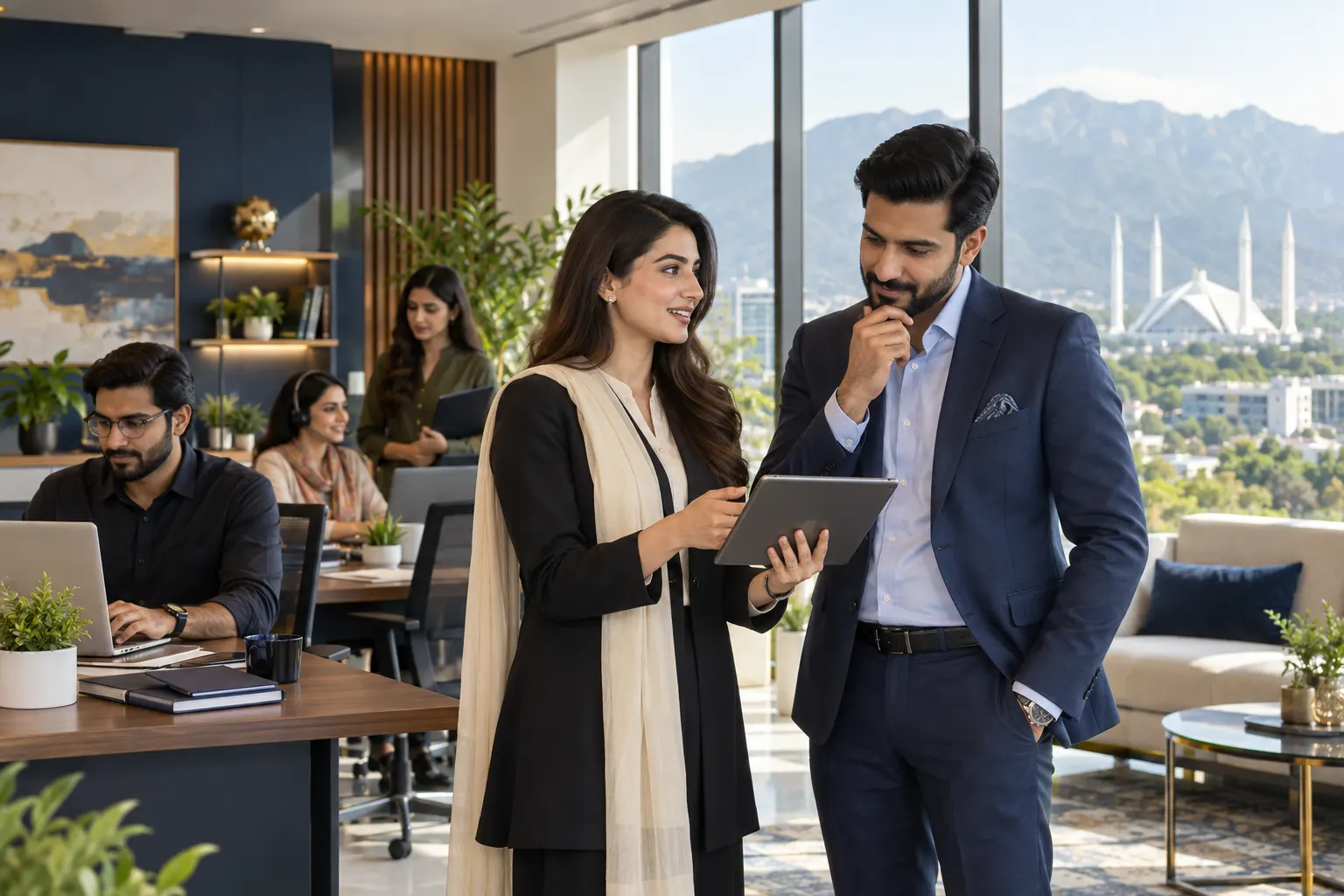 Illustrative recruitment consultation with business and technical professionals